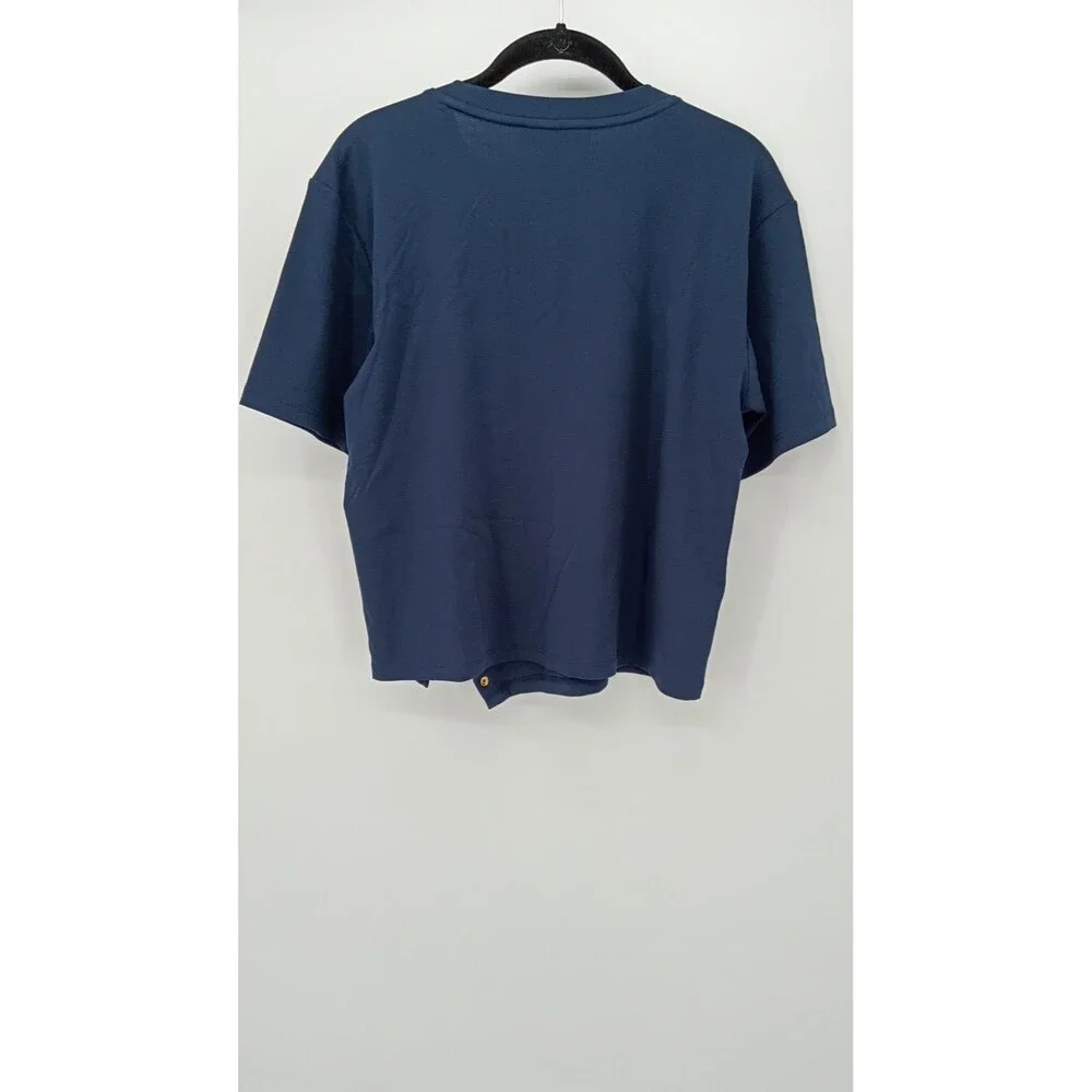 MICHAEL Michael Kors Navy Gold Button Detail Top M | Luxe Minimalist